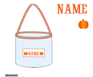 BLUE GINGHAM PUMPKIN BASKET