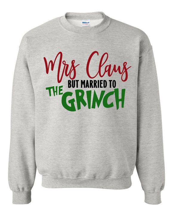 Married to the Grinch Grey Crewneck and Long-Sleeve