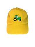 Tame those wild hair days with this Little Green Tractor Hat! Crafted with a comfy yellow fabric and an adjustable metal clasp, you'll look cute, cool, and be ready for any adventure that comes your way! Yeehaw!