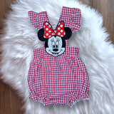 Butter Cheeks Boutique Magical Mouse Girls Romper Red Plaid