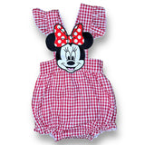 Butter Cheeks Boutique Magical Mouse Girls Romper Red Plaid