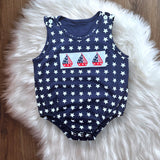 This cute and comfy Americana Nautical Boys Romper will make your little sailor the star of the show! With a sailboat design that is equal parts patriotic and nautical and a classic romper fit, he'll be ready to head to sea (or maybe just the park)! So hoist the mainsail and get ready to set sail!