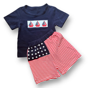Butter Cheeks Boutique Nautical Sailboat Boys Set 4th of July